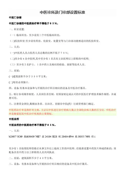 中医诊所及门诊部设置标准