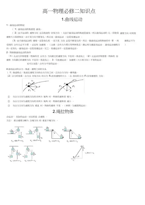 (完整版)高一物理必修2知识点全总结