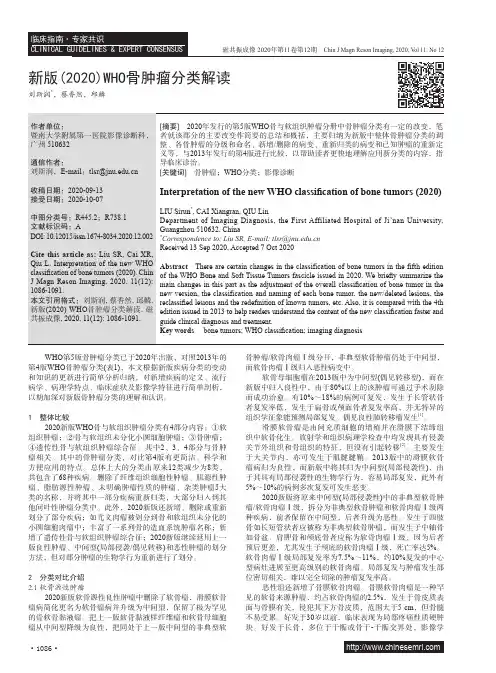 新版(2020)WHO骨肿瘤分类解读