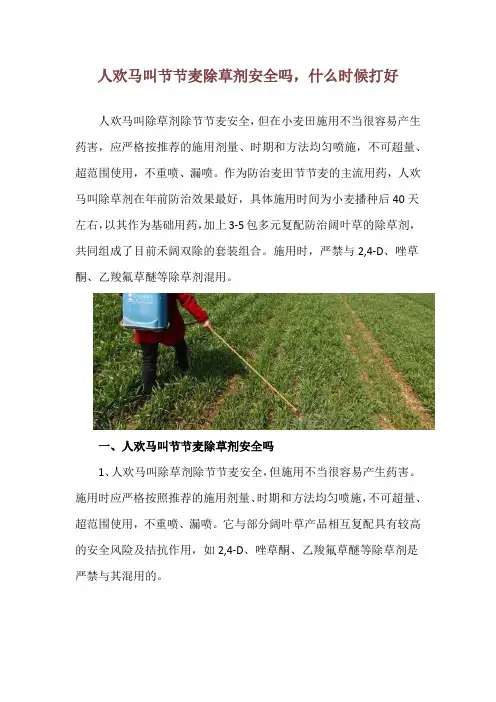 人欢马叫节节麦除草剂安全吗,什么时候打好