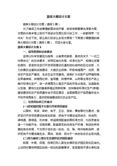 蔬菜大棚设计方案（通用5篇）