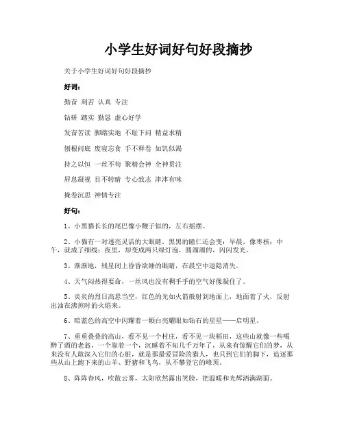 小学生好词好句好段摘抄