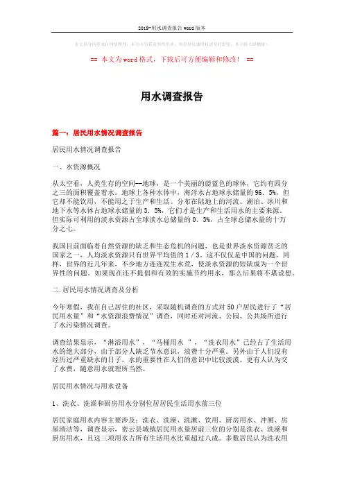 2019-用水调查报告word版本 (9页)