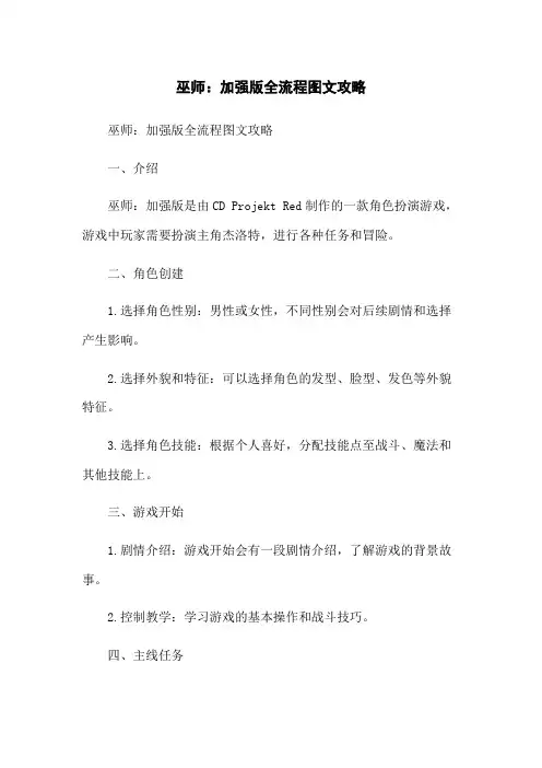 巫师：加强版全流程图文攻略