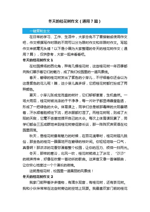 冬天的桂花树作文（通用7篇）