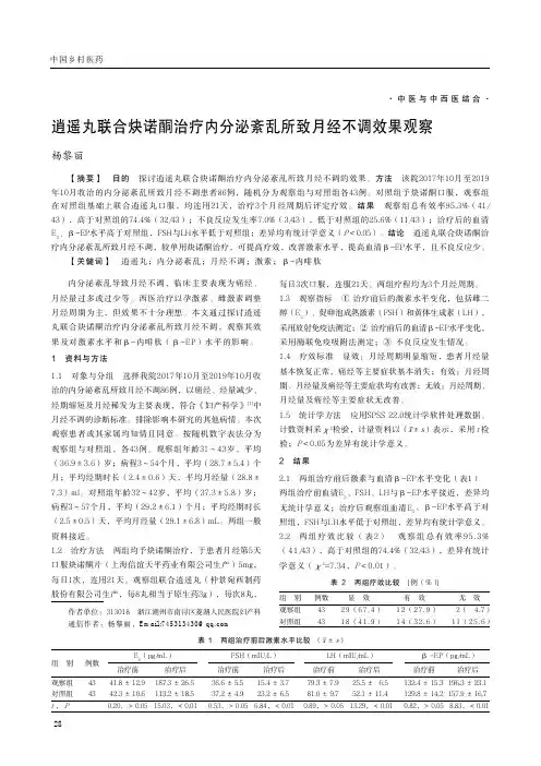 逍遥丸联合炔诺酮治疗内分泌紊乱所致月经不调效果观察