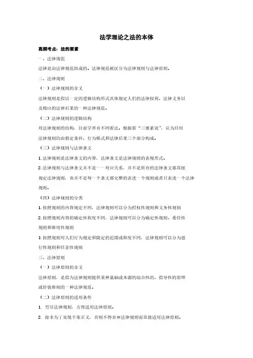 法学理论之法的本体高频考点：法的要素
