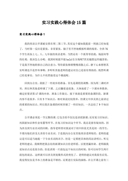 实习实践心得体会15篇