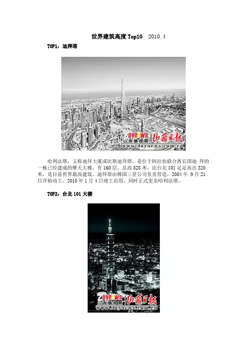 世界建筑高度Top10