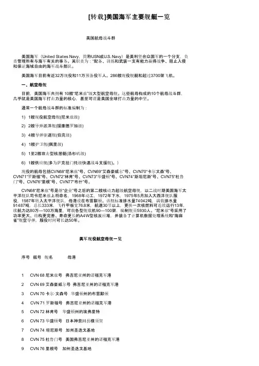 [转载]美国海军主要舰艇一览