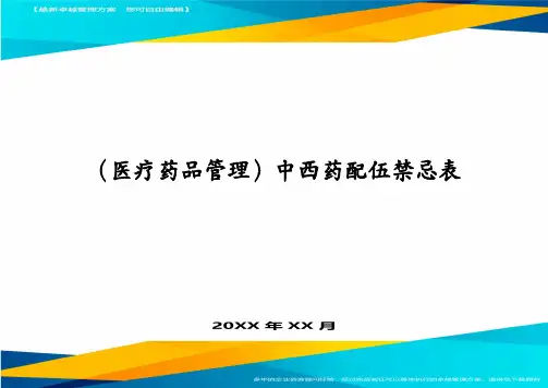医疗药品管理中西药配伍禁忌表