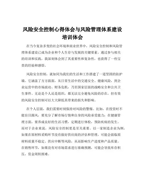 风险安全控制心得体会与风险管理体系建设培训体会