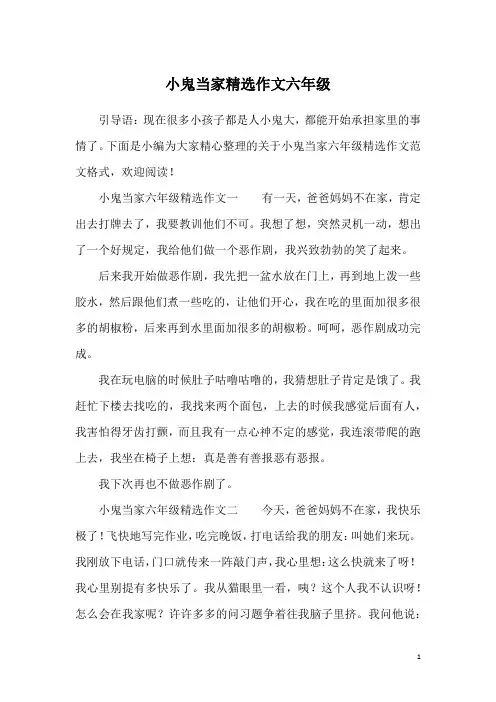 小鬼当家精选作文六年级