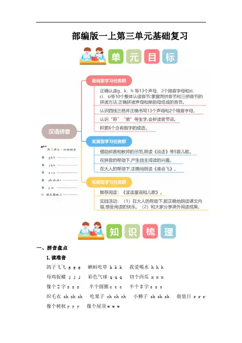 第三单元(知识清单)-2024-2025学年一年级语文上册单元复习(统编版.2024秋)