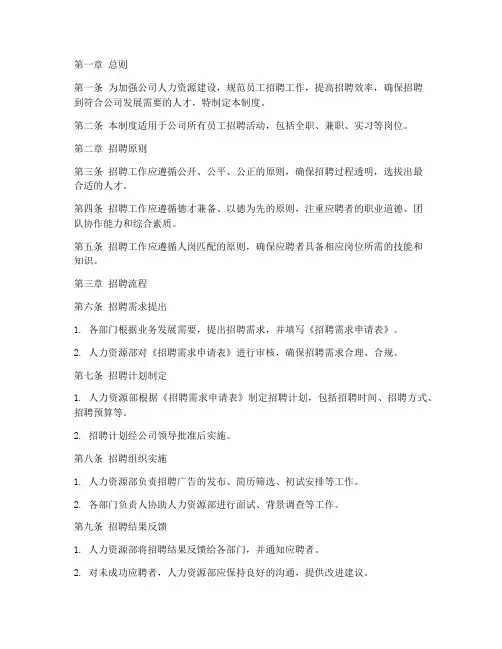 地产公司员工招聘管理制度