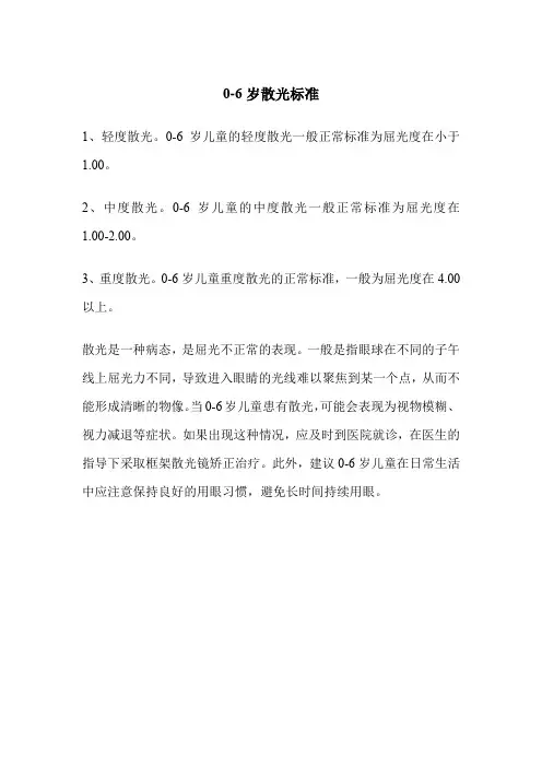 0-6岁散光标准
