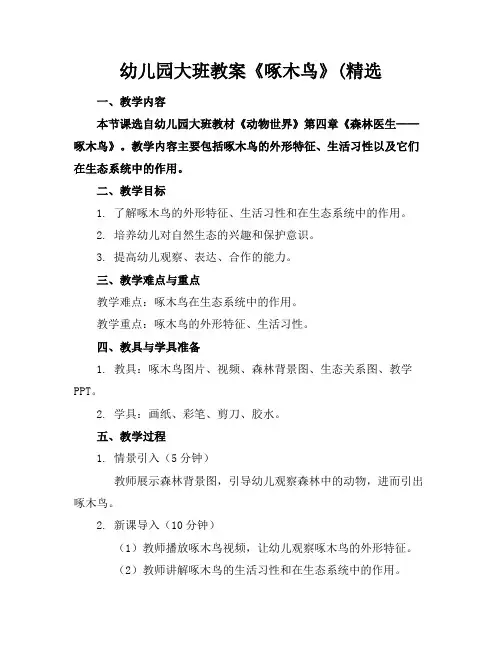 幼儿园大班教案《啄木鸟》(精选(1)