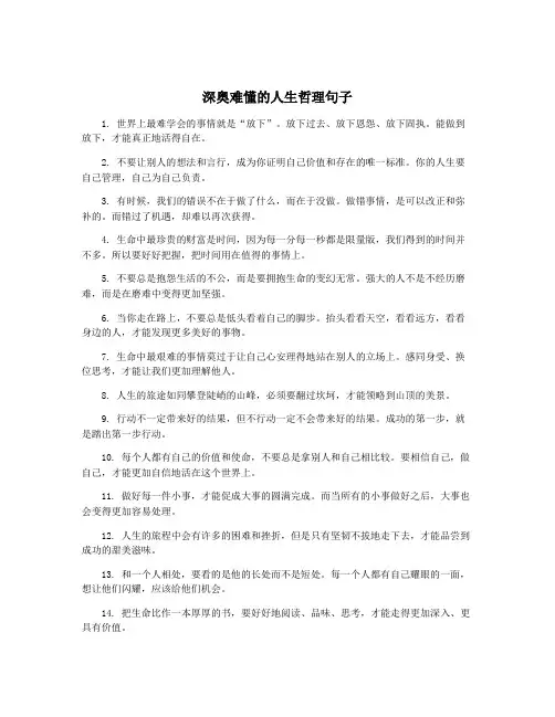 深奥难懂的人生哲理句子