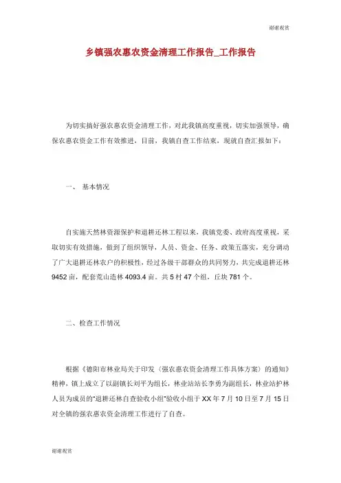 乡镇强农惠农资金清理工作报告工作报告.doc