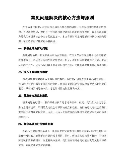 常见问题解决的核心方法与原则