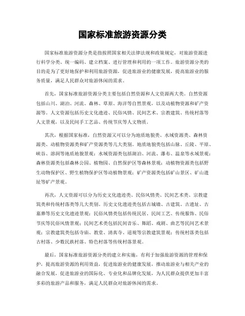 国家标准旅游资源分类