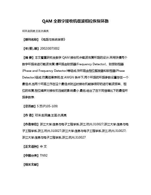 QAM全数字接收机载波相位恢复环路