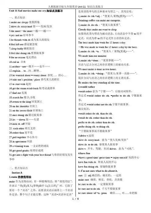 人教版新目标九年级英语Unit 11 知识点及练习