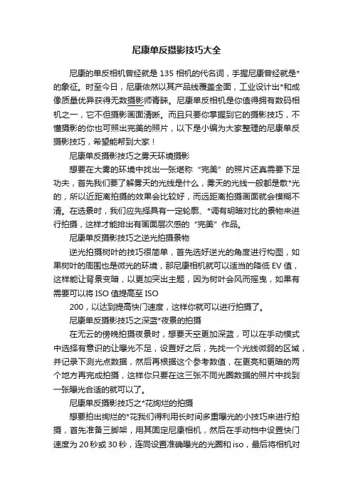 尼康单反摄影技巧大全