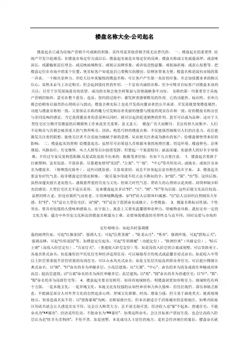 楼盘名称大全