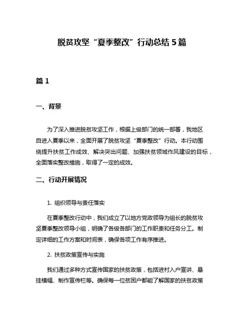 脱贫攻坚“夏季整改”行动总结5篇
