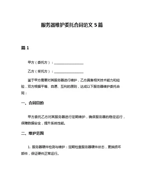 服务器维护委托合同范文5篇
