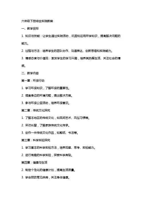 六年级下册综合实践教案