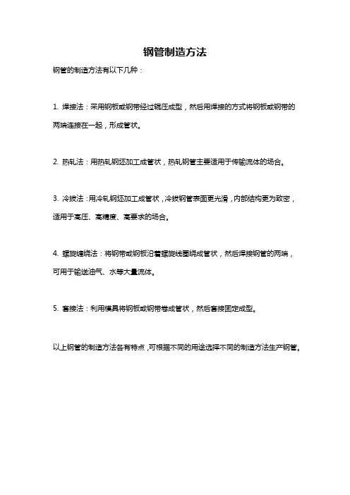 钢管制造方法