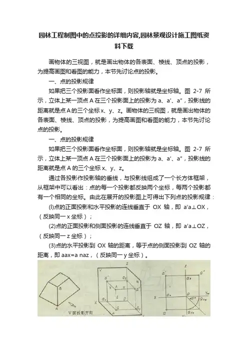 园林工程制图中的点投影的详细内容,园林景观设计施工图纸资料下载