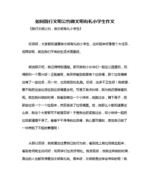 如何践行文明公约做文明有礼小学生作文