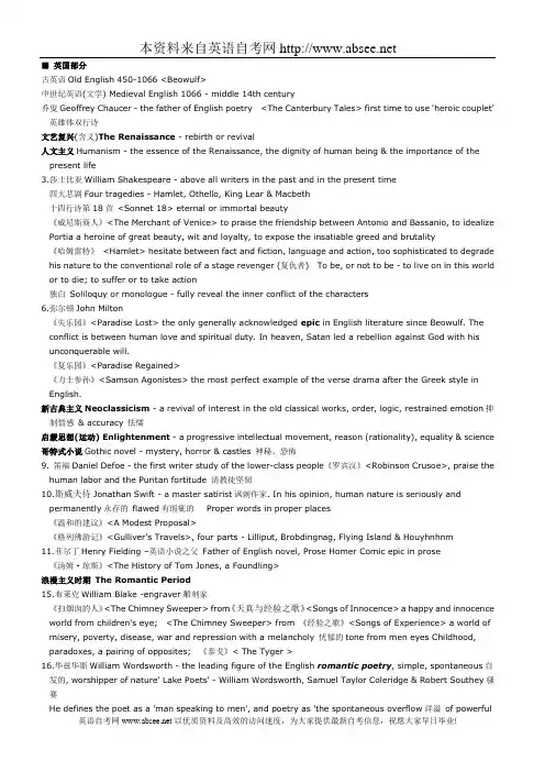 微缩版英美文学作家作品