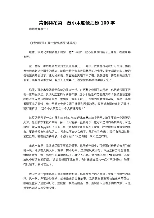 青铜葵花第一章小木船读后感100字