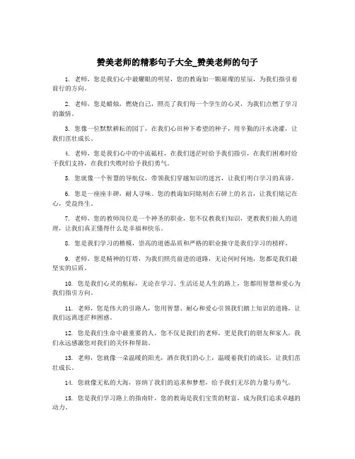 赞美老师的精彩句子大全_赞美老师的句子