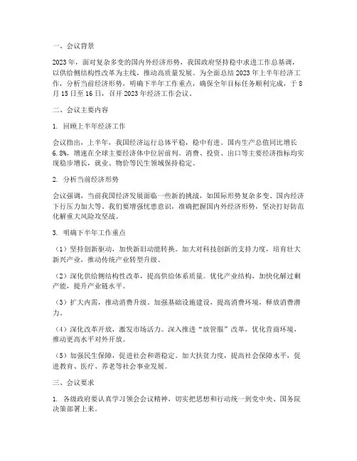 经济会议总结范文