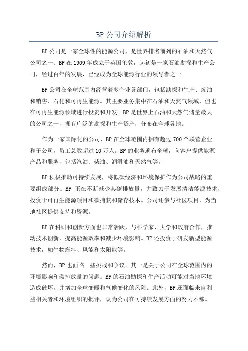 BP公司介绍解析