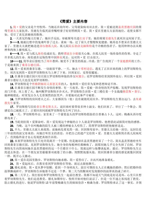 简爱每章梗概