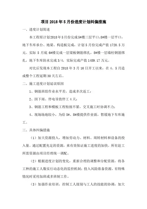 建设工程进度计划纠偏措施