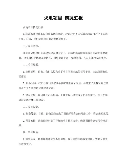 火电项目 情况汇报