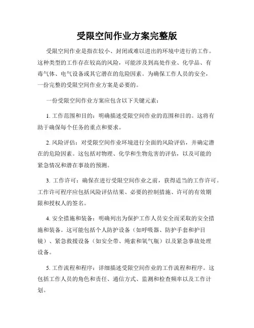 受限空间作业方案完整版