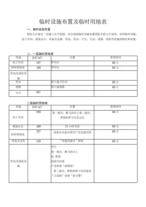 临时设施布置及临时用地表
