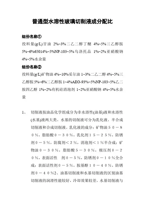 切削液成分表