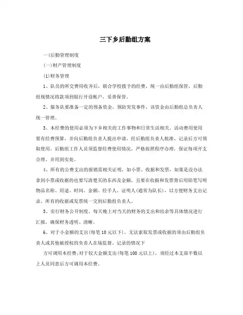 三下乡后勤组方案