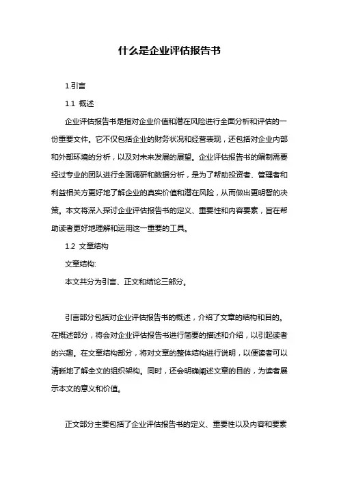 什么是企业评估报告书