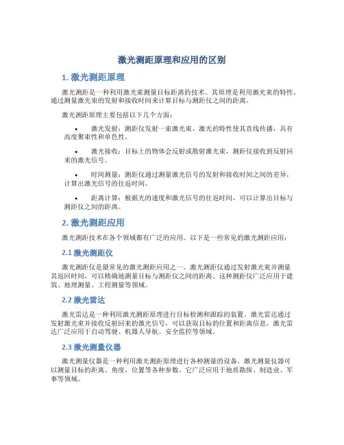 激光测距原理和应用的区别