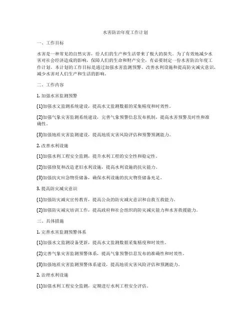 水害防治年度工作计划